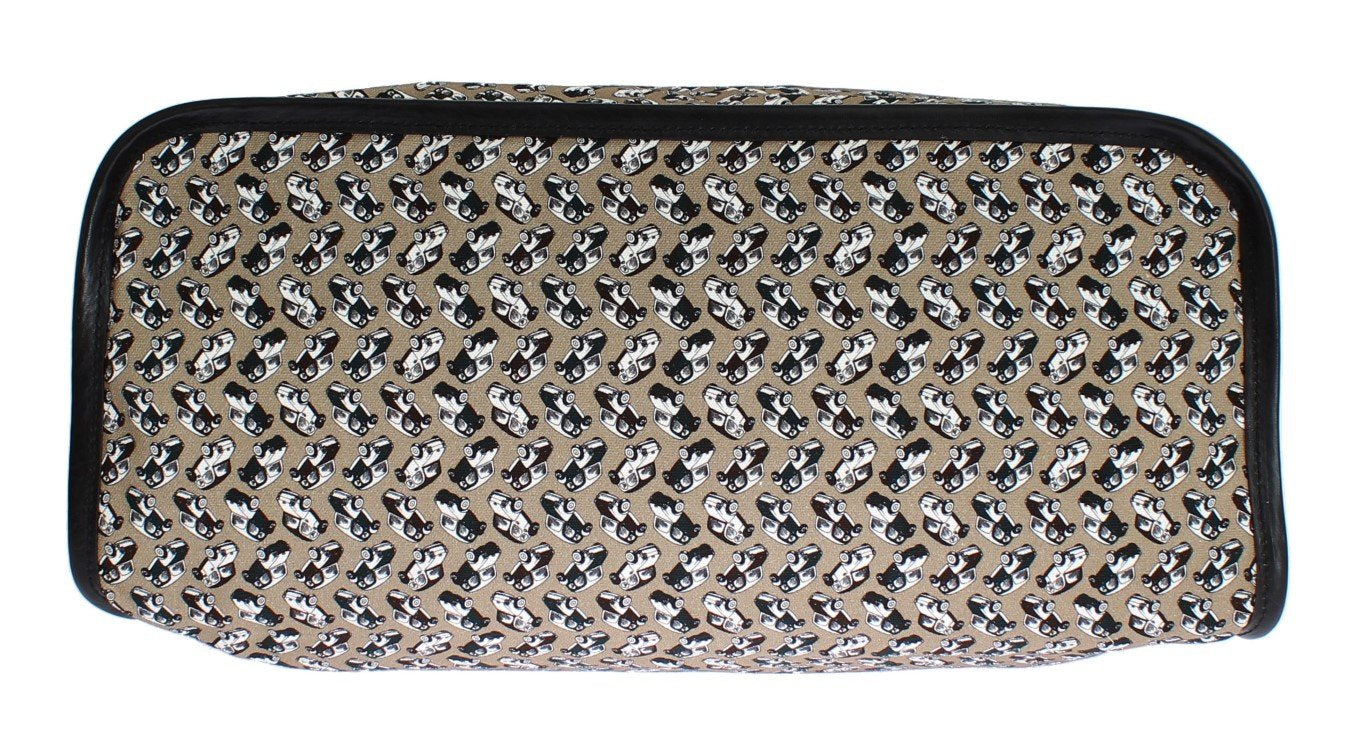 Car Print Cotton Leather Shoulder Bag