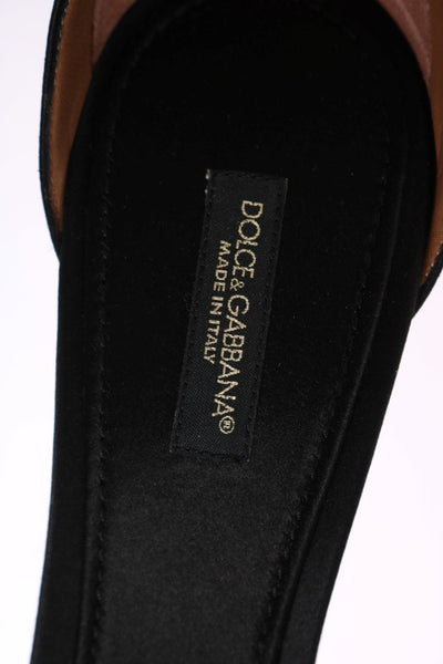 Black Satin Leather Heels Pumps