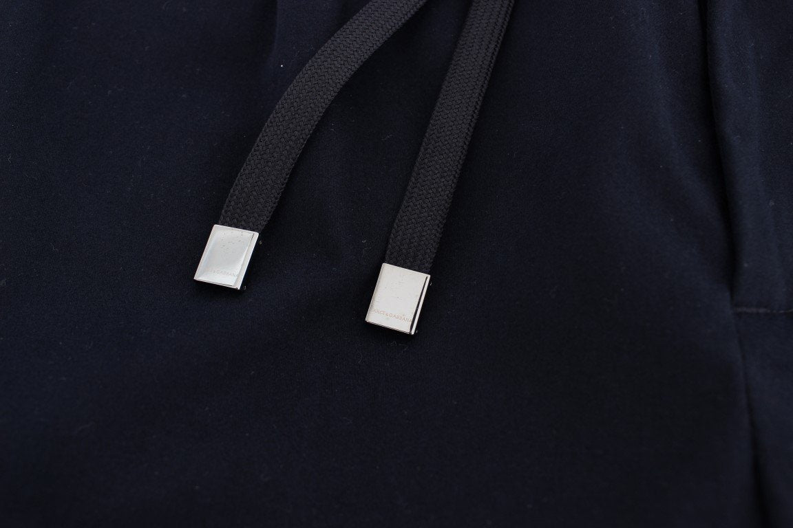 Blue Cotton Stretch Casual Pants