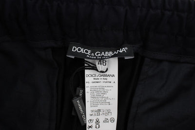 Blue Cotton Stretch Casual Pants