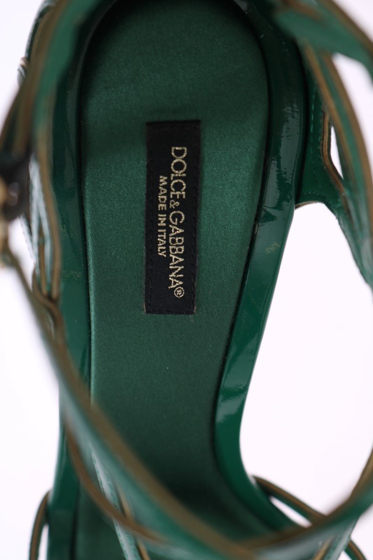 Green Patent Leather Strap Sandals