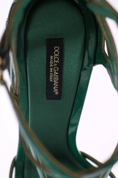 Green Patent Leather Strap Sandals