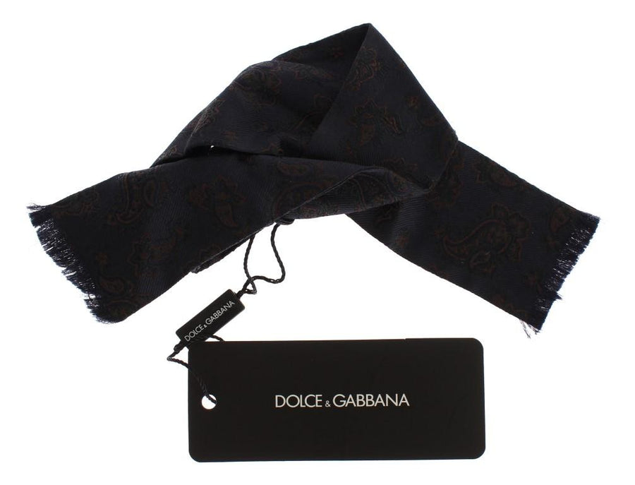 Blue Silk Baroque Paisley Untied Bow Tie
