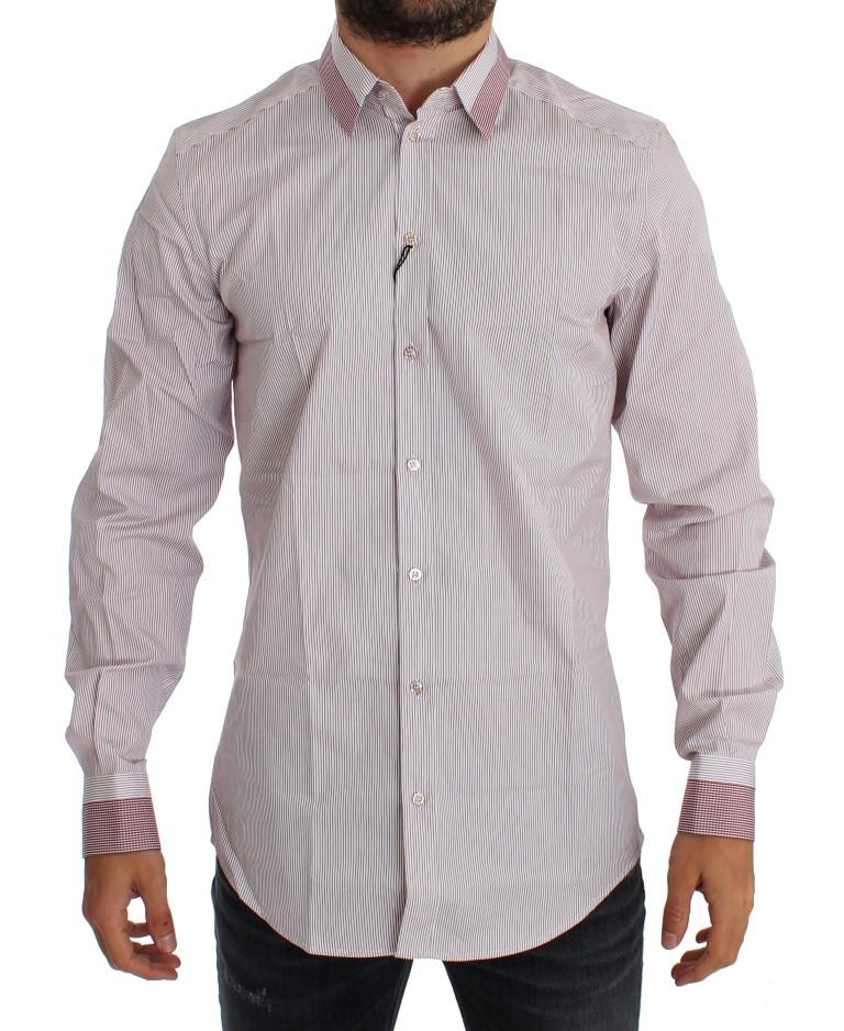 White Red Striped GOLD Slim Fit Dress Shirt