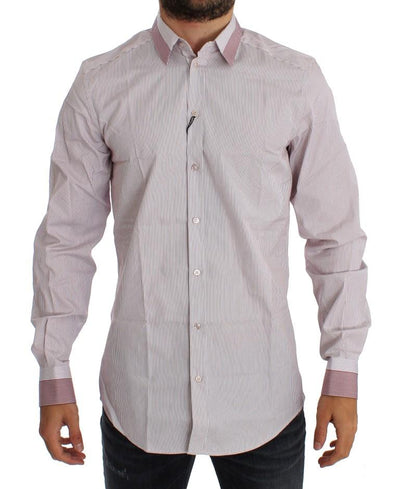 White Red Striped GOLD Slim Fit Dress Shirt