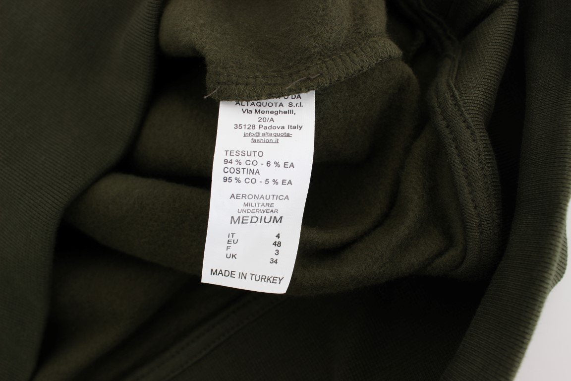 Green Cotton Stretch Half Zipper Sweater