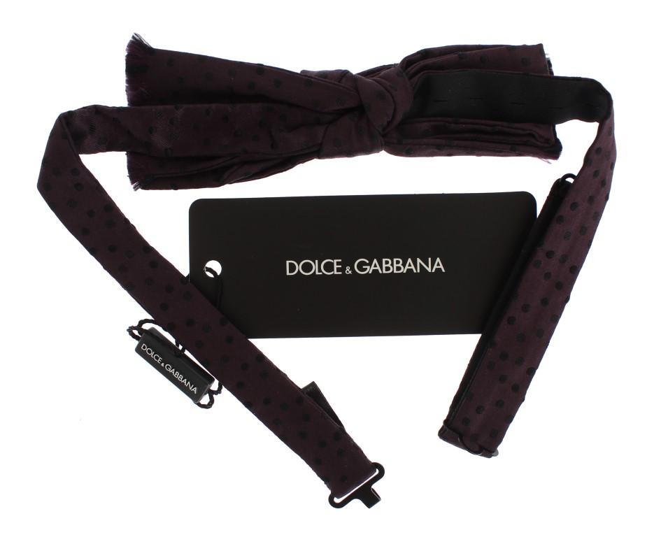 Purple Polka Dot Silk Tied Bow