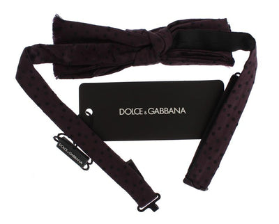 Purple Polka Dot Silk Tied Bow