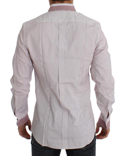 White Red Striped GOLD Slim Fit Dress Shirt