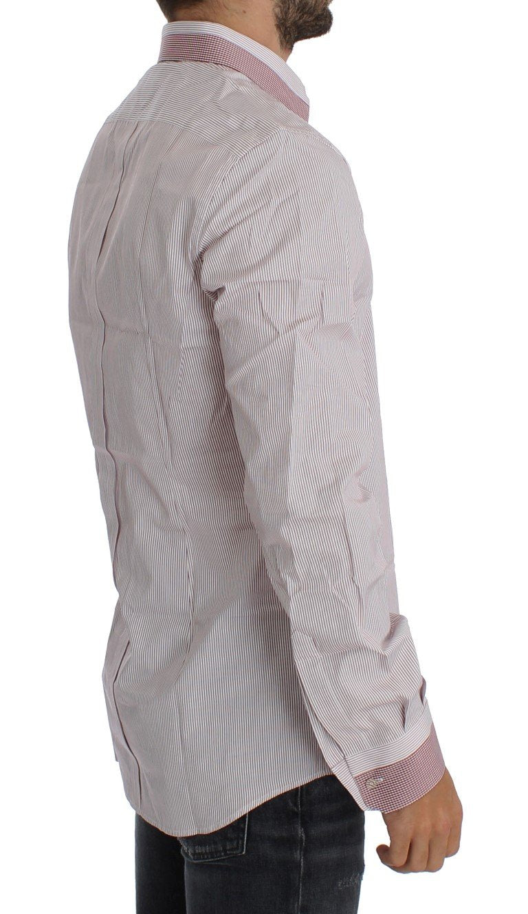 White Red Striped GOLD Slim Fit Dress Shirt