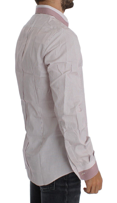 White Red Striped GOLD Slim Fit Dress Shirt