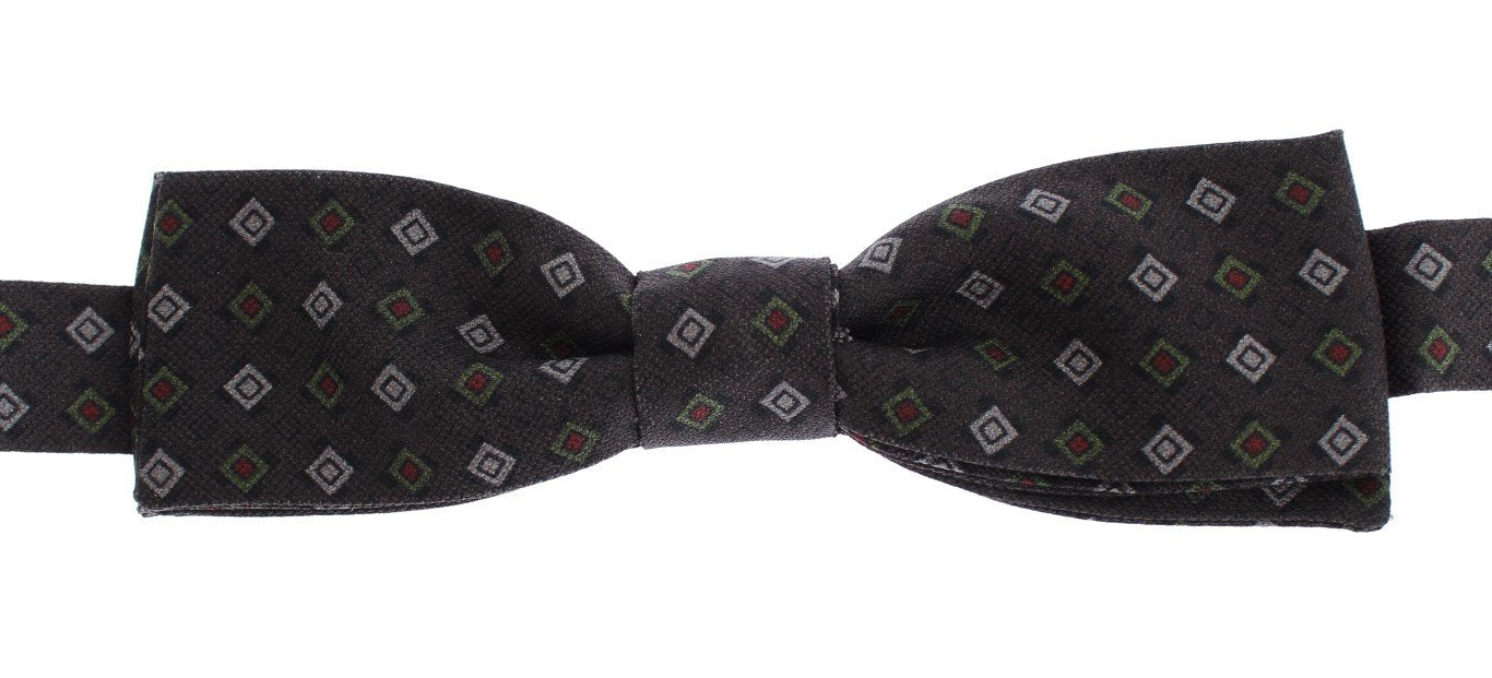 Purple Square Multicolor Silk Tied Bow Tie