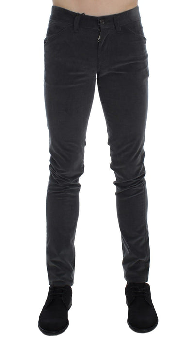 Gray Stretch Cotton Slim Fit Pants