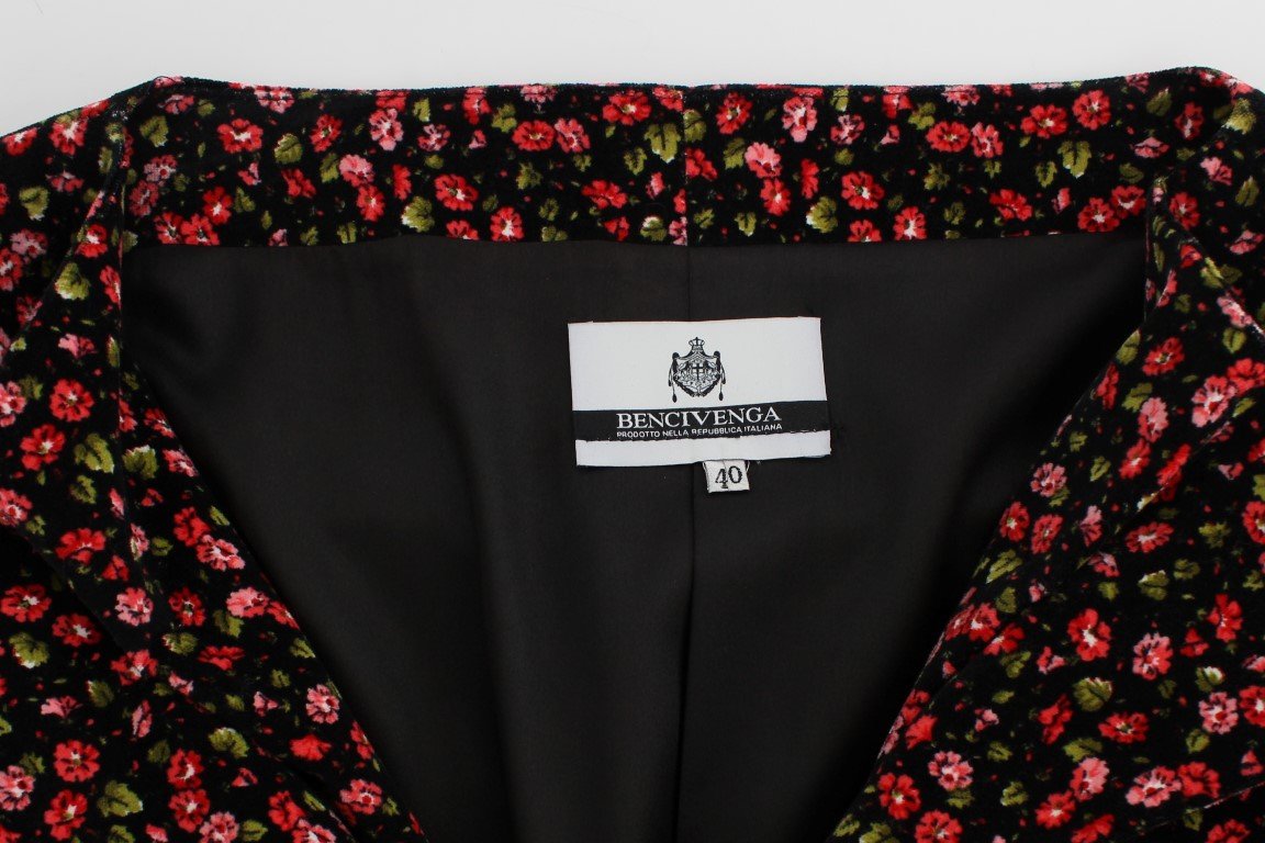 Black Multicolor Floral Suit
