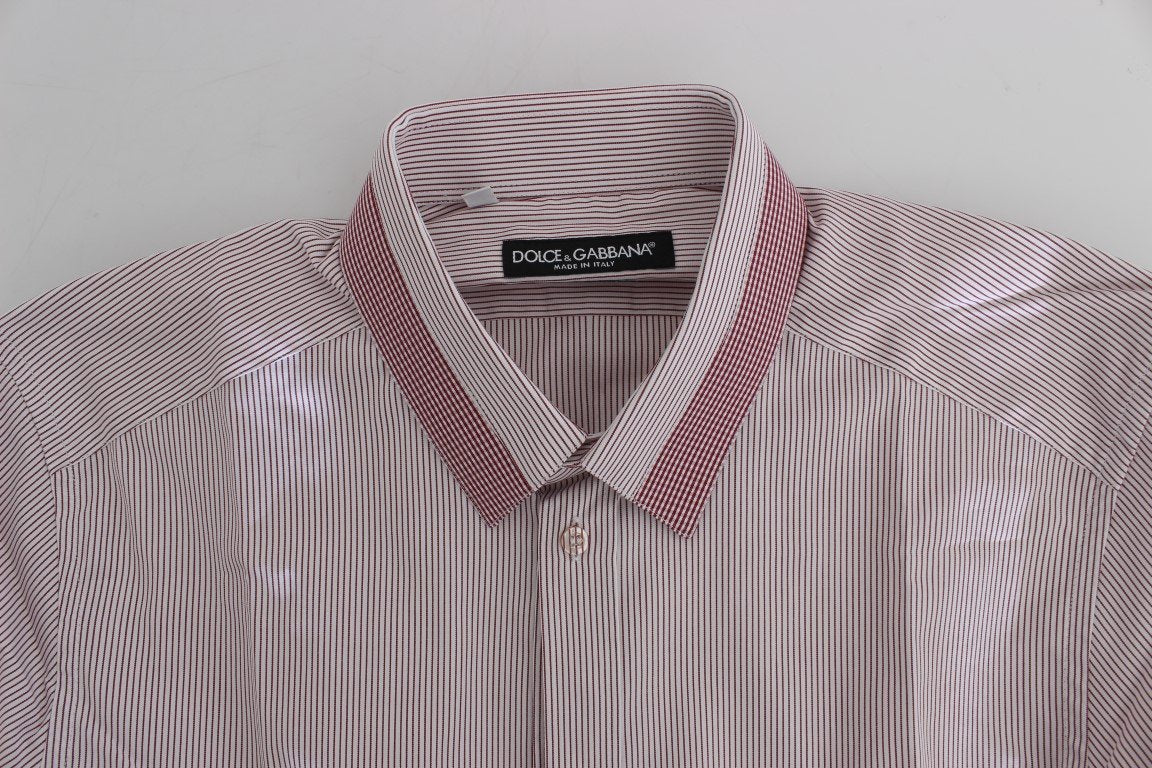 White Red Striped GOLD Slim Fit Dress Shirt