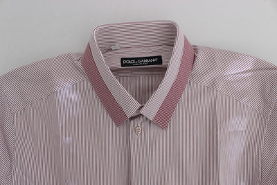 White Red Striped GOLD Slim Fit Dress Shirt