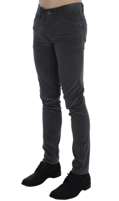 Gray Stretch Cotton Slim Fit Pants