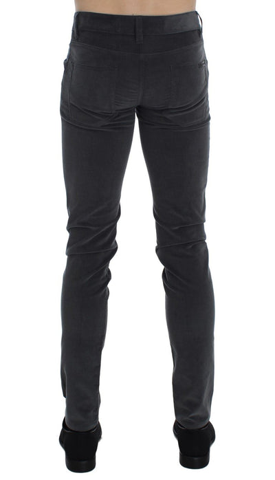 Gray Stretch Cotton Slim Fit Pants