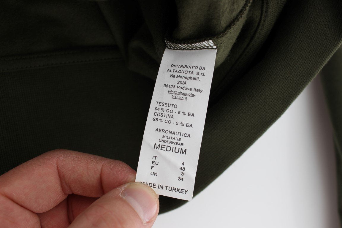 Green Cotton Stretch Full Zipper Sweater