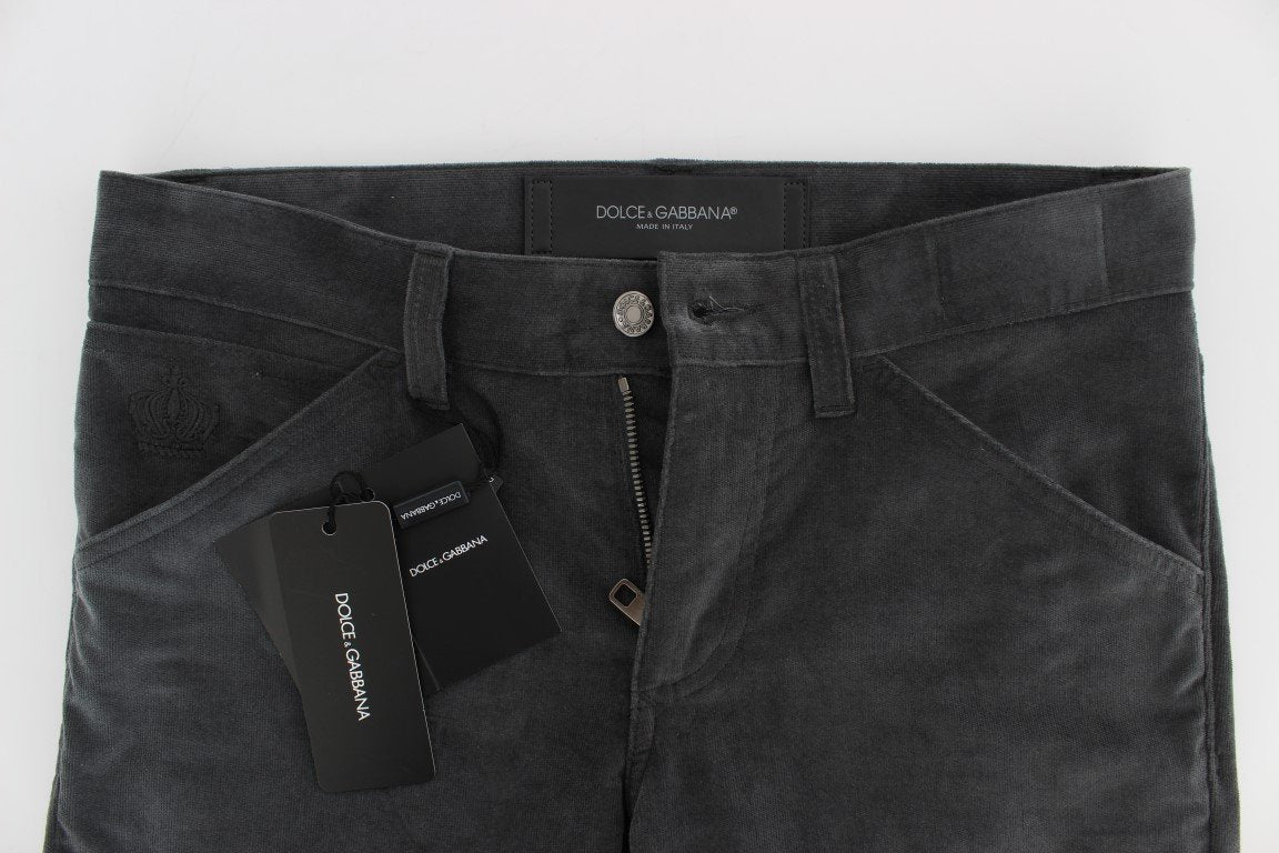 Gray Stretch Cotton Slim Fit Pants