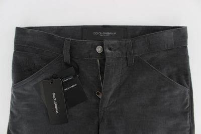 Gray Stretch Cotton Slim Fit Pants