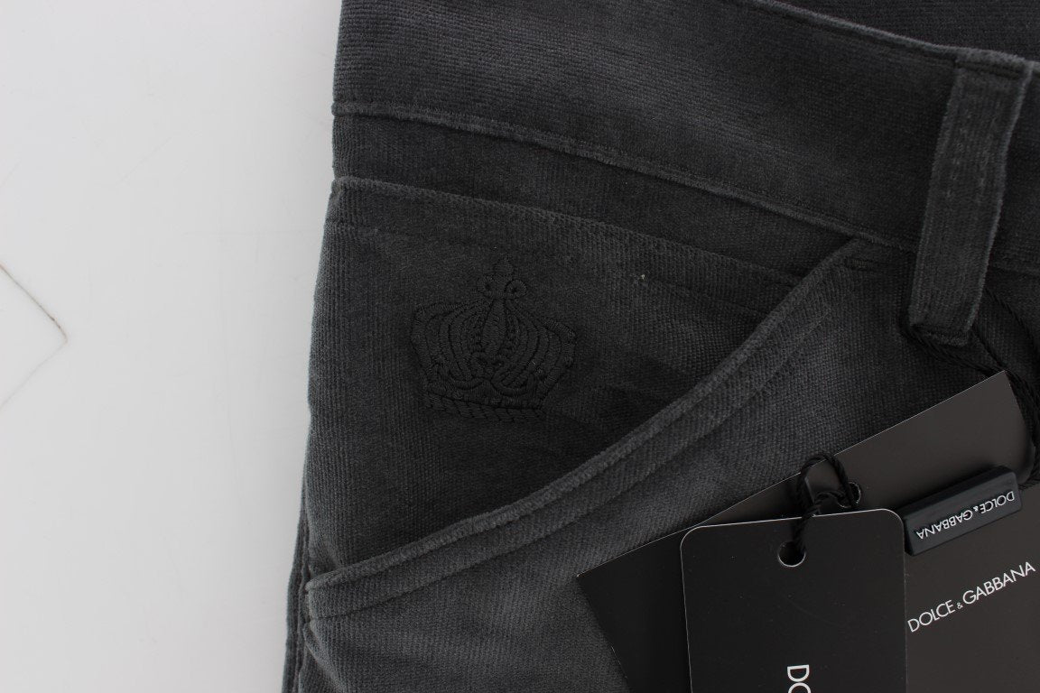 Gray Stretch Cotton Slim Fit Pants