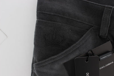 Gray Stretch Cotton Slim Fit Pants