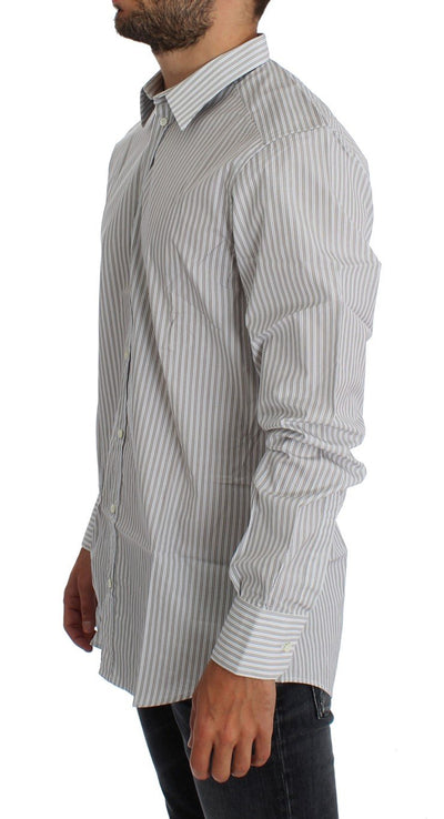 White Blue Striped GOLD Slim Fit Shirt