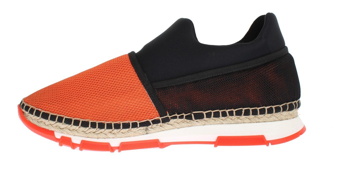 Orange Black Mesh Neoprene Sneakers