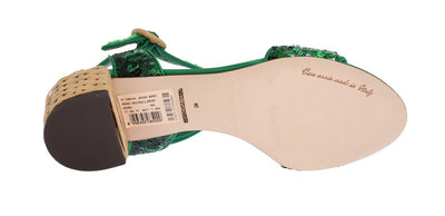 Green Sequined Sandal Shoes