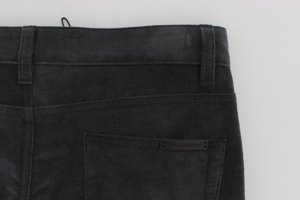 Gray Stretch Cotton Slim Fit Pants