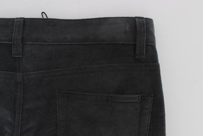 Gray Stretch Cotton Slim Fit Pants