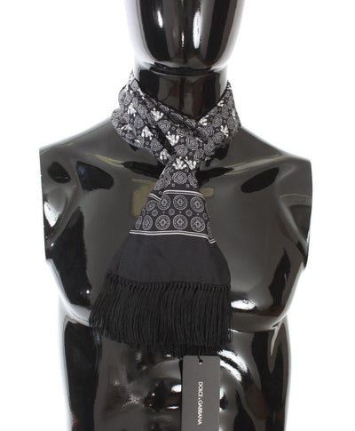 Black Silk Pattern Scarf