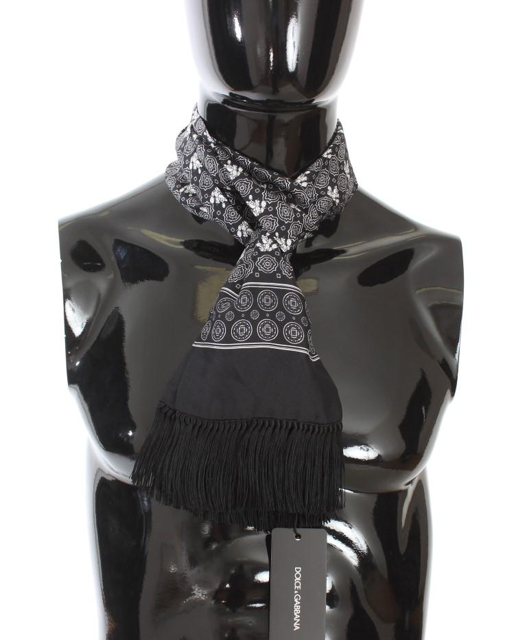 Black Silk Pattern Scarf