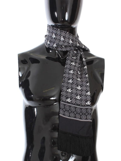 Black Silk Pattern Scarf