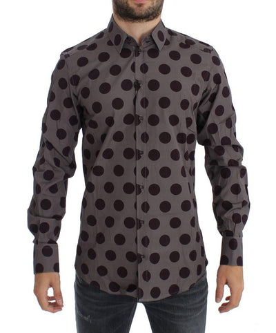 Purple Polka Dot Slim Fit GOLD Mens Shirt