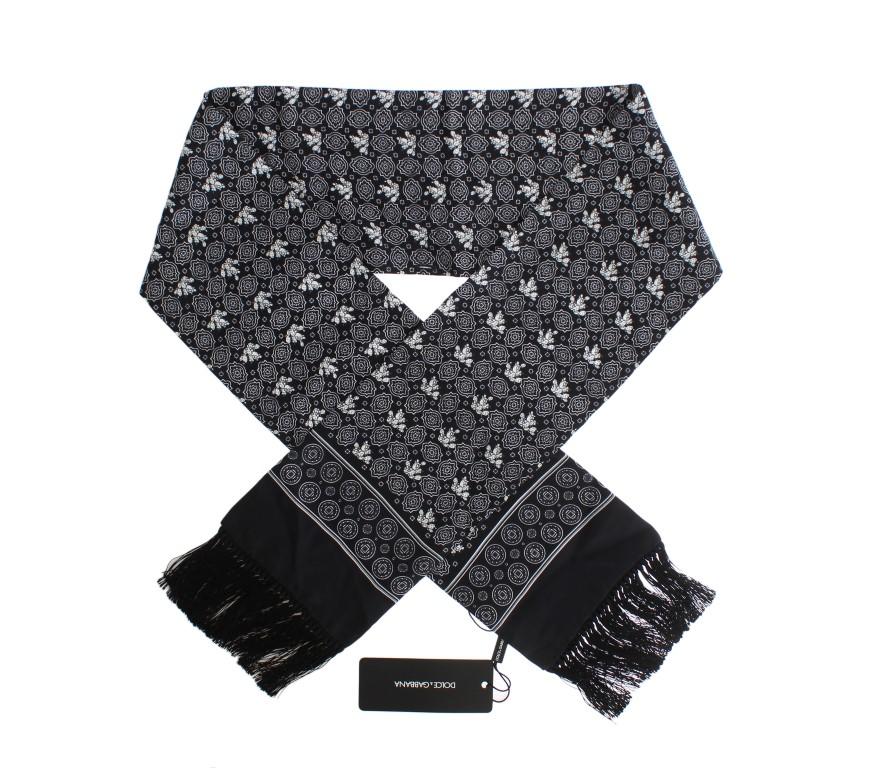 Black Silk Pattern Scarf