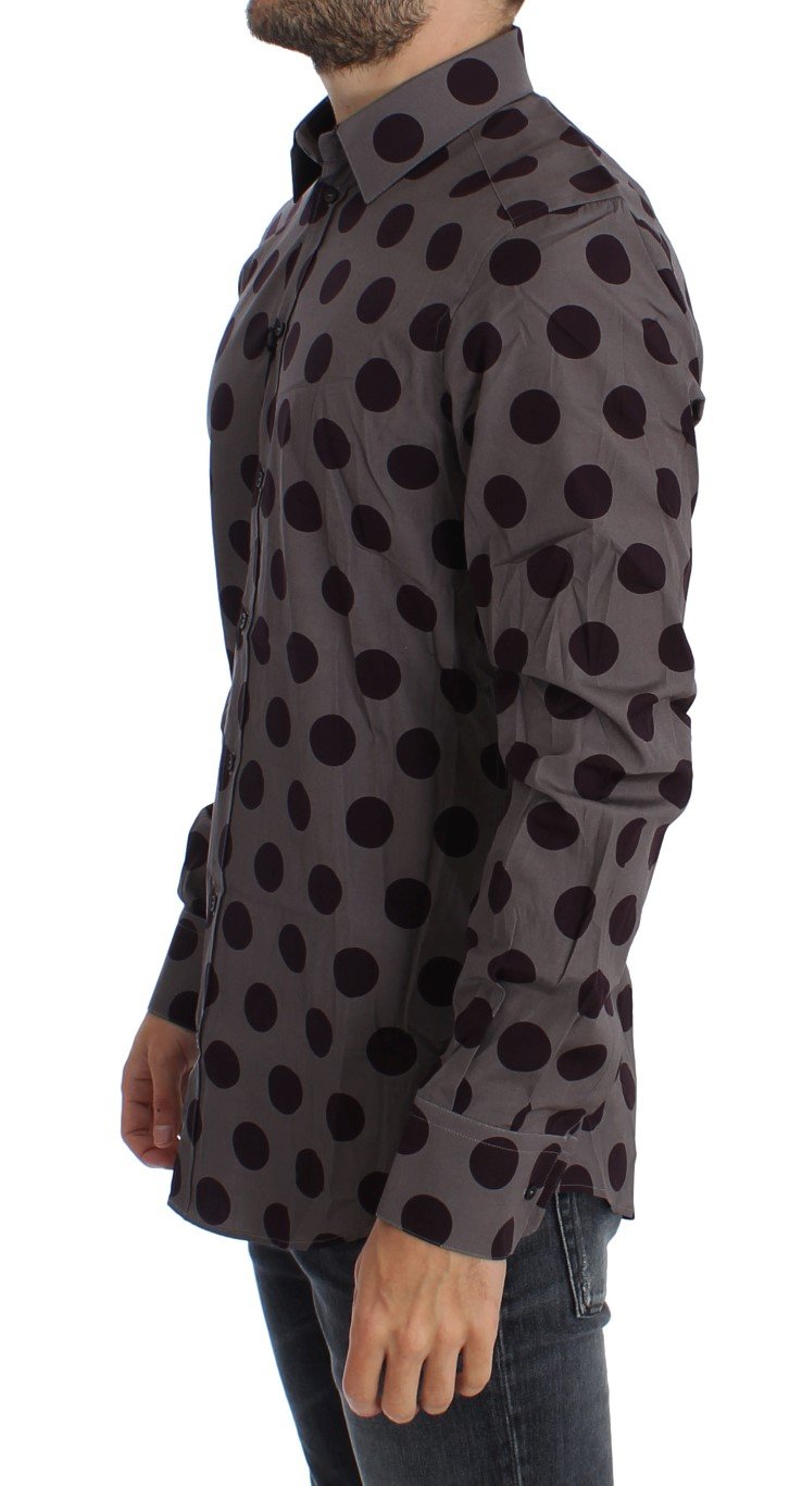 Purple Polka Dot Slim Fit GOLD Mens Shirt