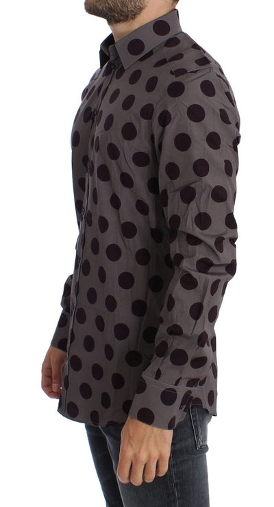 Purple Polka Dot Slim Fit GOLD Mens Shirt