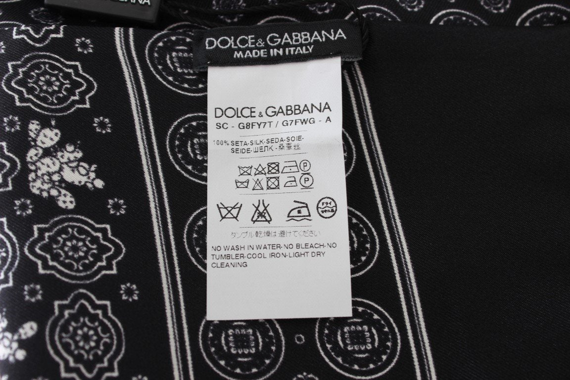 Black Silk Pattern Scarf