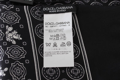 Black Silk Pattern Scarf