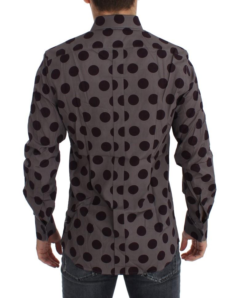 Purple Polka Dot Slim Fit GOLD Mens Shirt