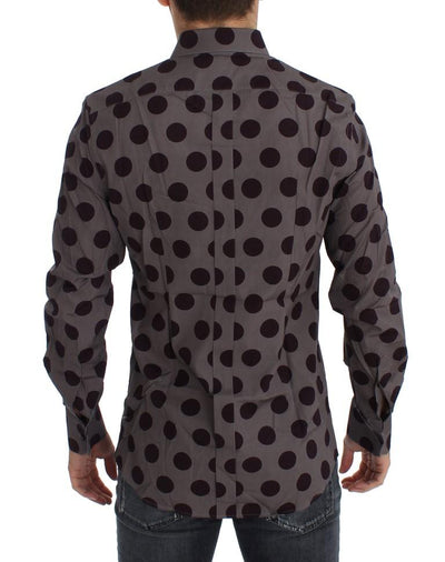 Purple Polka Dot Slim Fit GOLD Mens Shirt