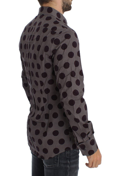 Purple Polka Dot Slim Fit GOLD Mens Shirt
