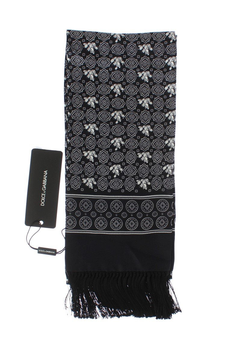 Black Silk Pattern Scarf