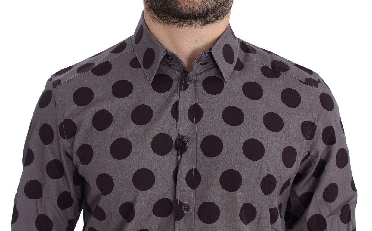 Purple Polka Dot Slim Fit GOLD Mens Shirt