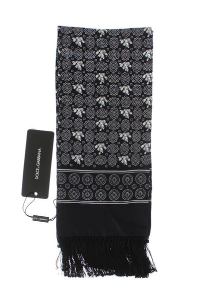 Black Silk Pattern Scarf