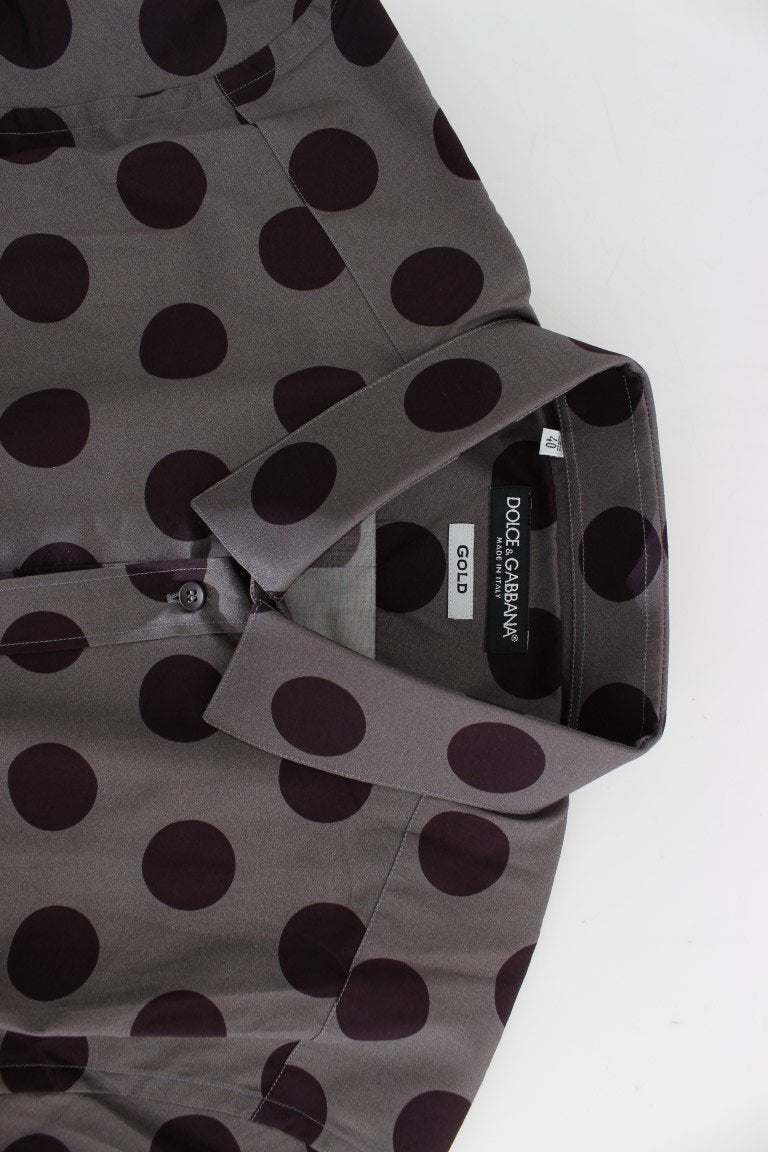Purple Polka Dot Slim Fit GOLD Mens Shirt