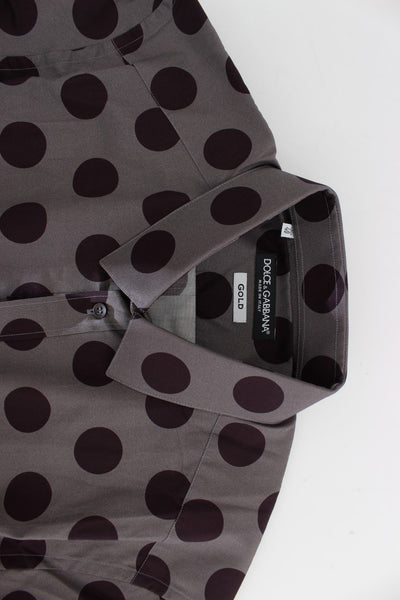 Purple Polka Dot Slim Fit GOLD Mens Shirt