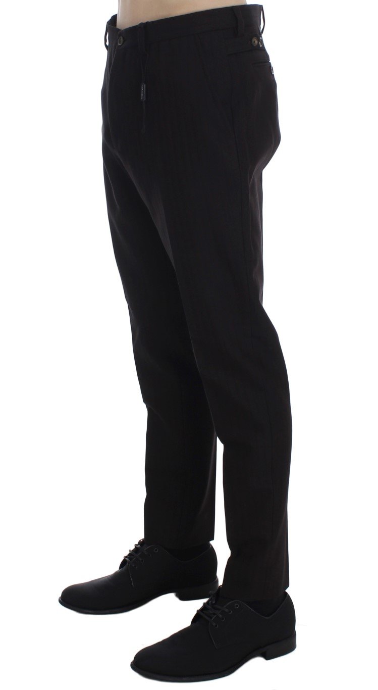 Purple Striped Cotton Wool Pants